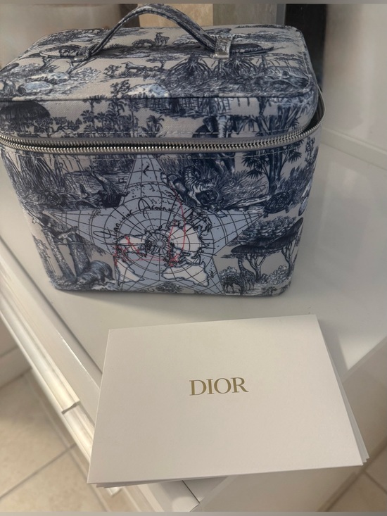 Handbags - Dior Blue Big Toile Cosmetic Case - Around the World